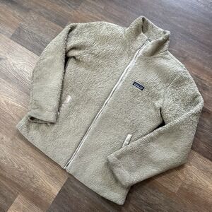 Patagonia Women's Los Gatos Beige Sherpa Fuzzy Jacket Sz L Gorpcore Hiking FAIR